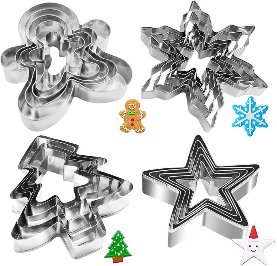 Ibenzoa Set van 20 Kerst Uitsteekvormen van Roestvrij Staal