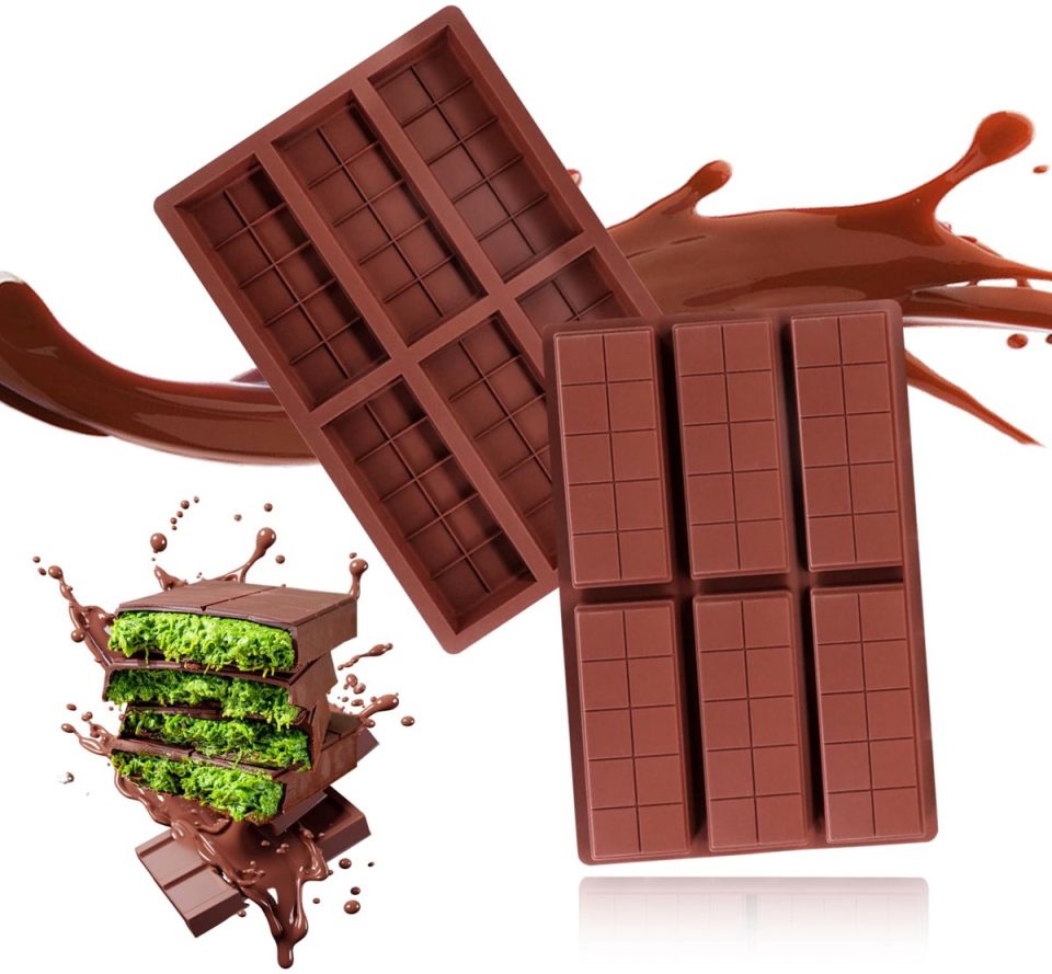 Unyqoos ® Set van 2 siliconen chocoladevormen voor creatieve en veelzijdige chocoladerepen