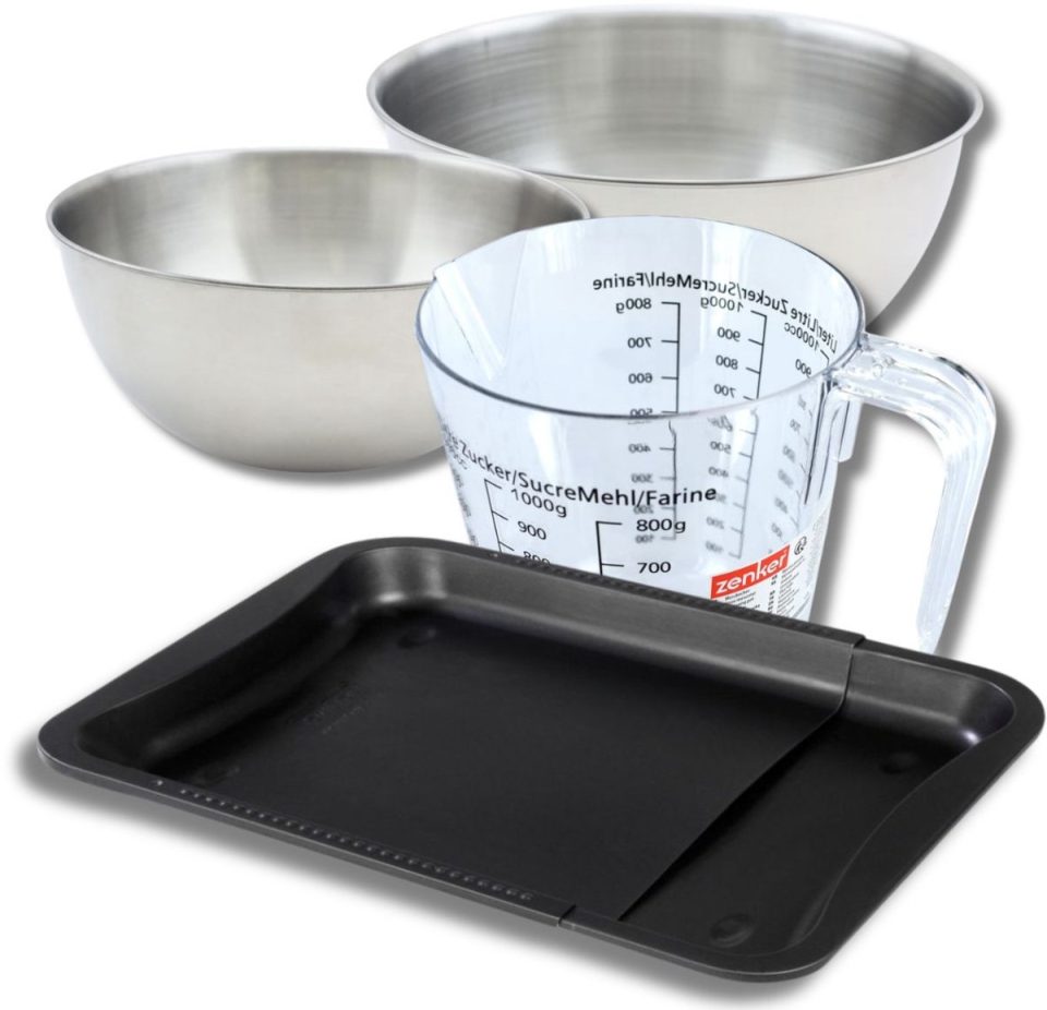 Zenker Bakkerijset met uitschuifbare bakplaat van 35- 2 mengkommen 52 cm