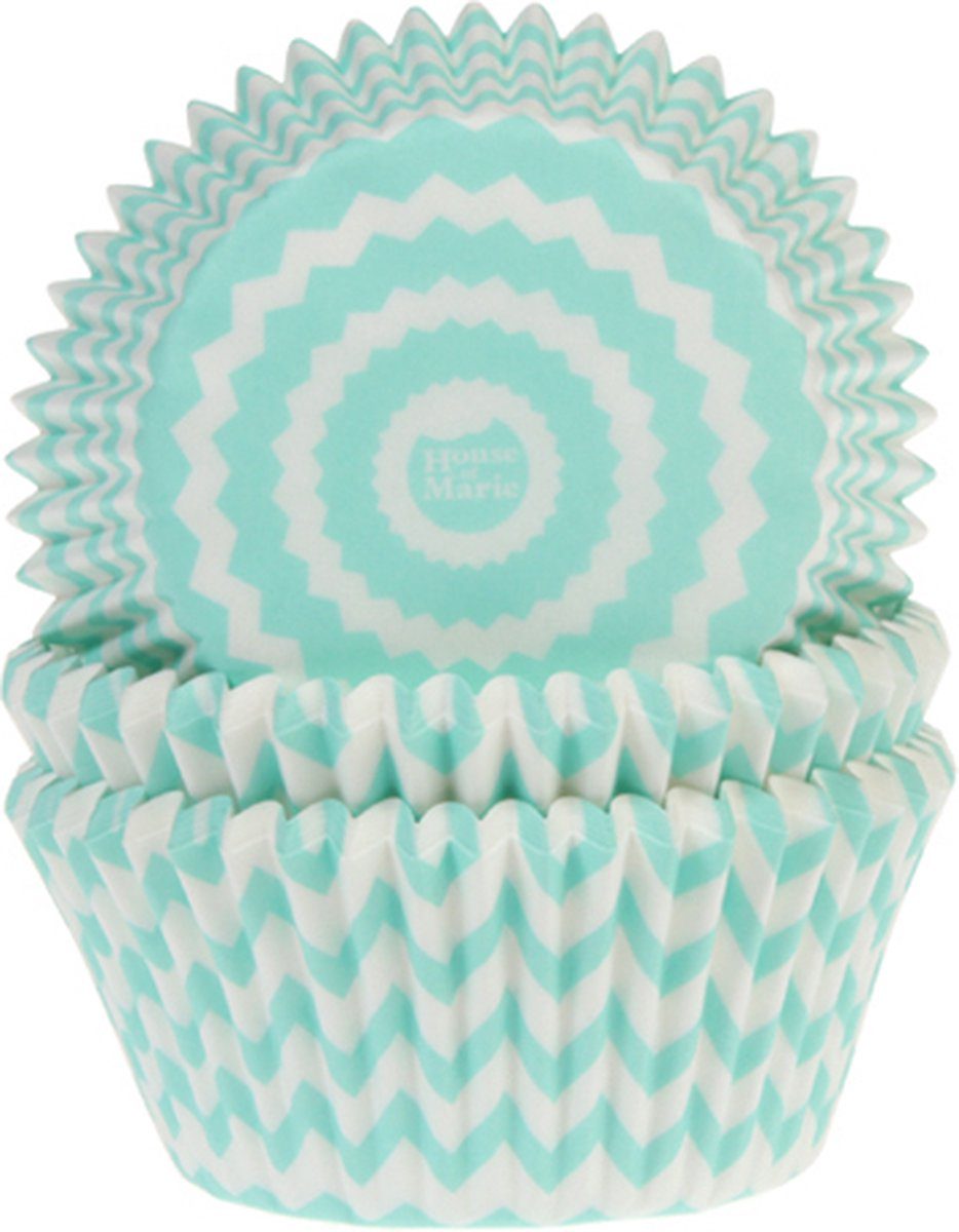 House of Marie Cupcake Vormpjes Chevron Mint (50 stuks)