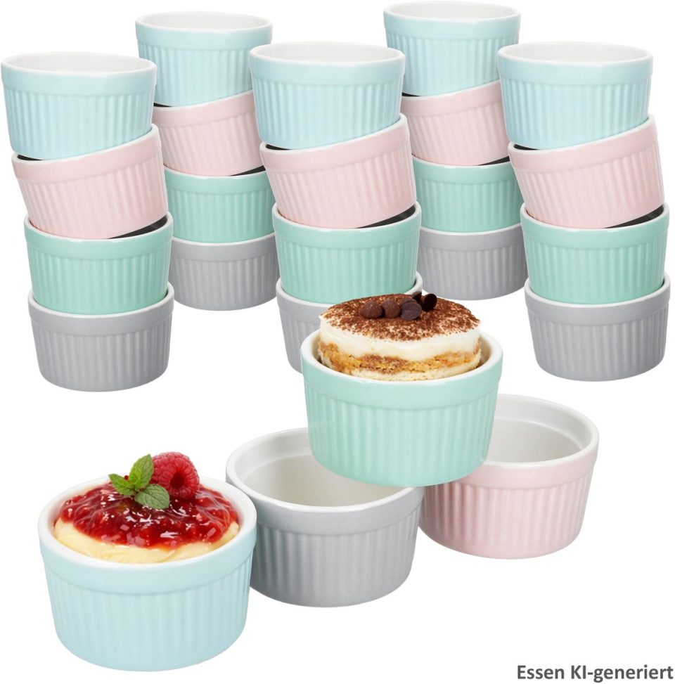MamboCat 24-delige set soufflébakjes Emilia schaaltjes elk 6X roze lichtblauw 24320214
