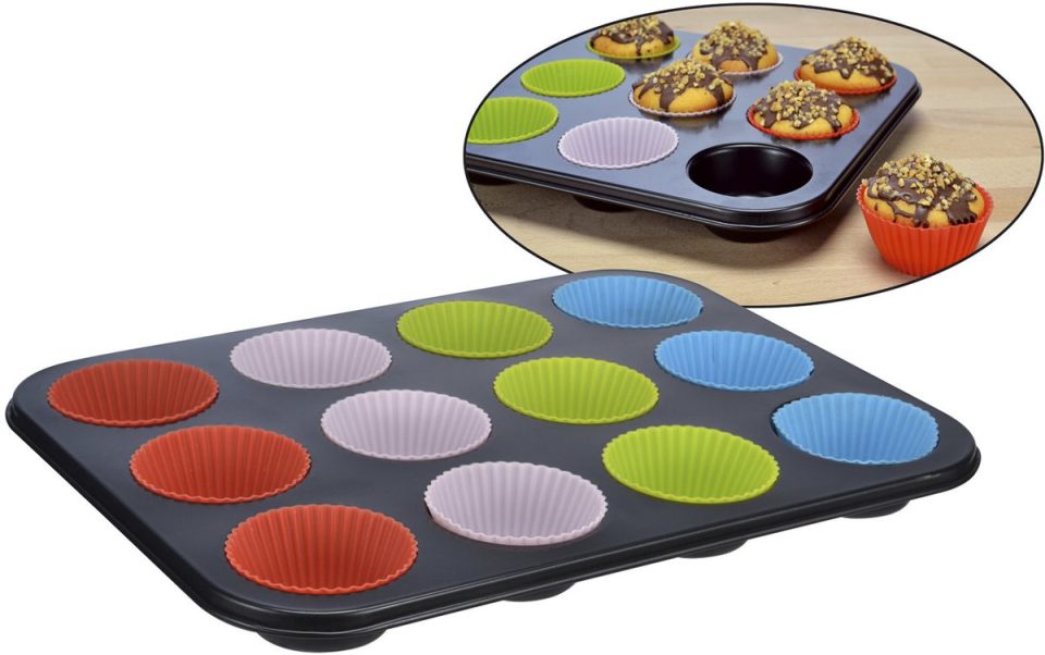 Hi bakvorm Muffin vorm/ zwart 35 x 26,5 x 3 cm