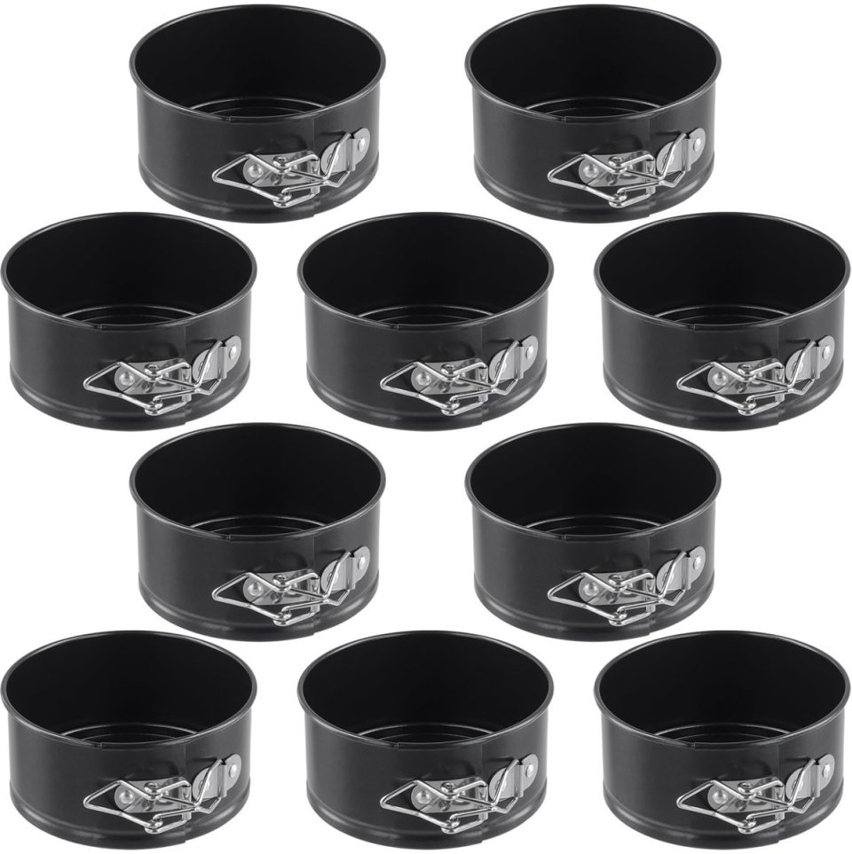 Famanu Set van 10 zwarte mini-springvormen 11 cm