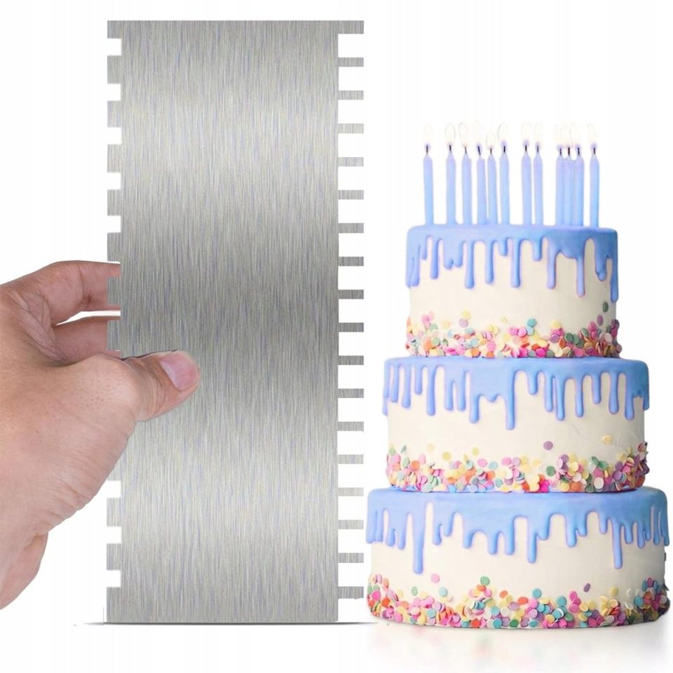 Brunbeste Metalen taartspatel met kam voor decoratie 24 x 10 cm