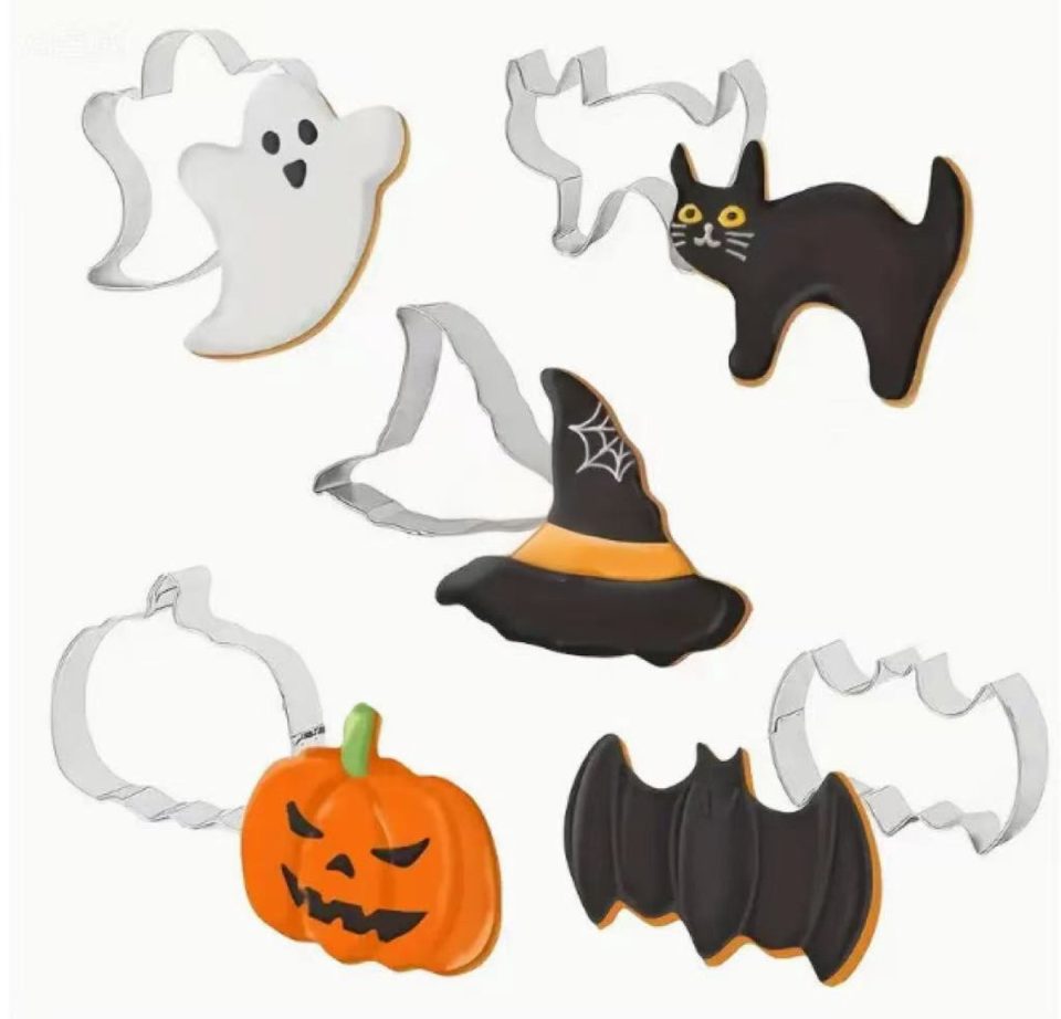 Daity 5-delige roestvrijstalen Halloween-koekjesvormset