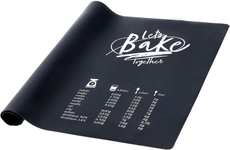 Kadax bakmat Siliconen, 60 x,, antislip, deegmat, hoogwaardige Siliconen mat, bakonderlegger, uitrolmat voor brood, pizza, macarons, herbruikbaar (zwart) 40 cm