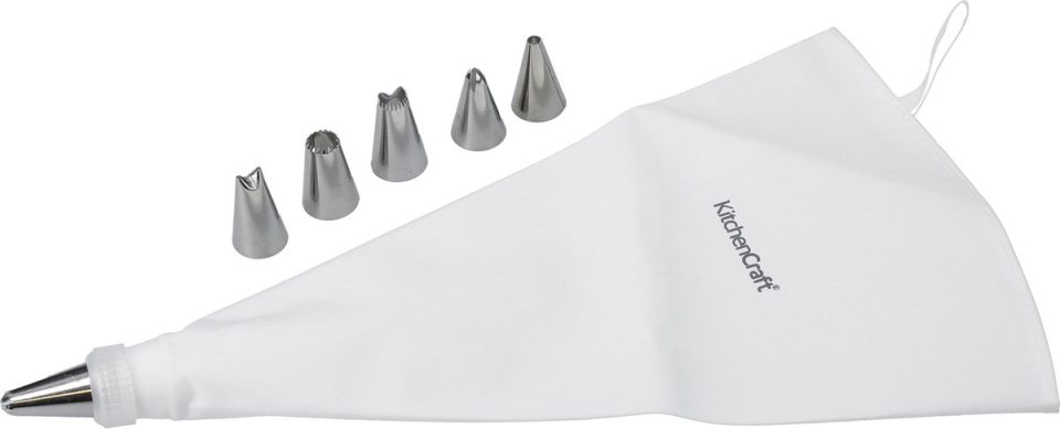 KitchenCraft spuitzak Sweetly Does It Met Spuitmondjes Zilver Wit