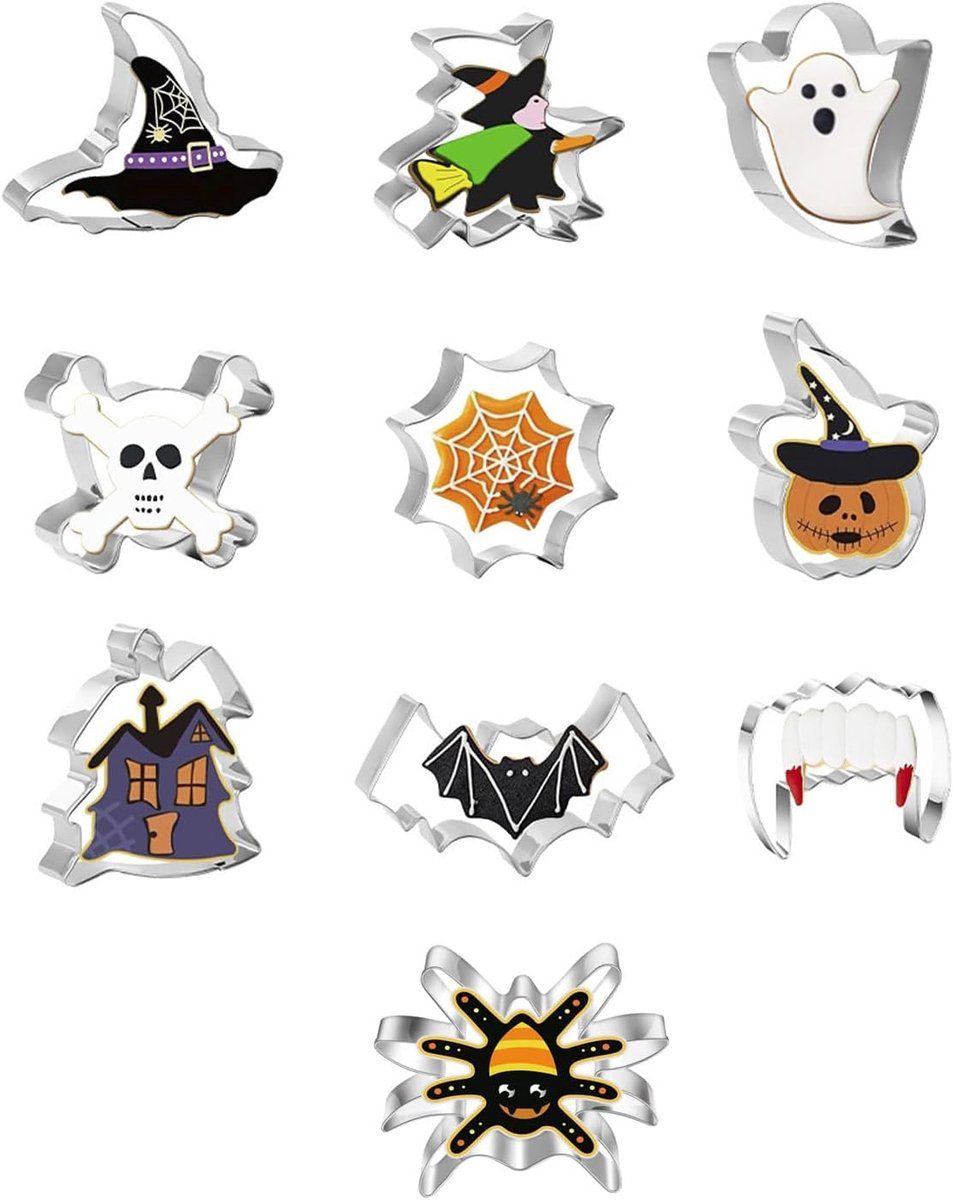 Famanu Halloween uitsteekvormen set van 10 roestvrijstalen koekjesvormen