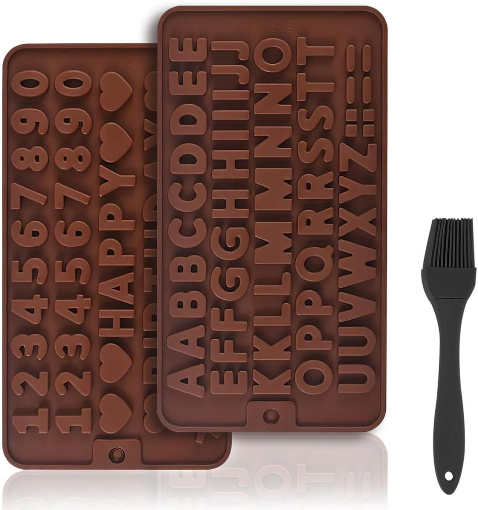 Unyqoos Set van siliconen chocoladevormen met bakkwast