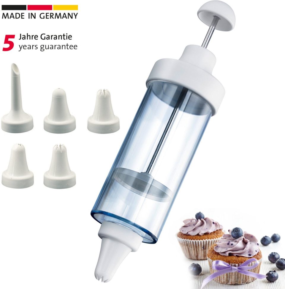 Westmark Decoratie-/garneerspuit, met 5 spuitmonden wit 180 ml