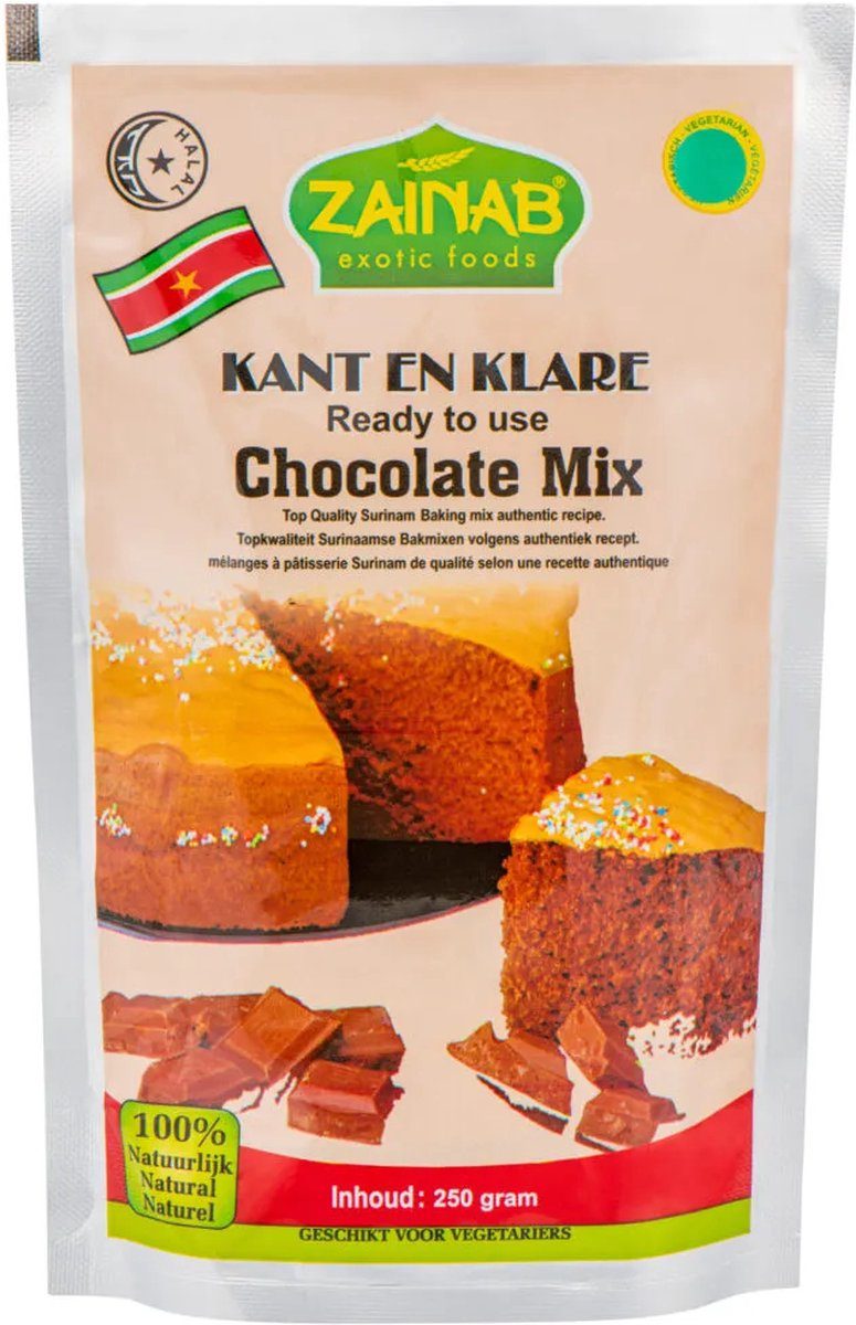 Zainab chocolade Eksi koekoe mix vegan Surinaamse eiercake 3 x 250 g
