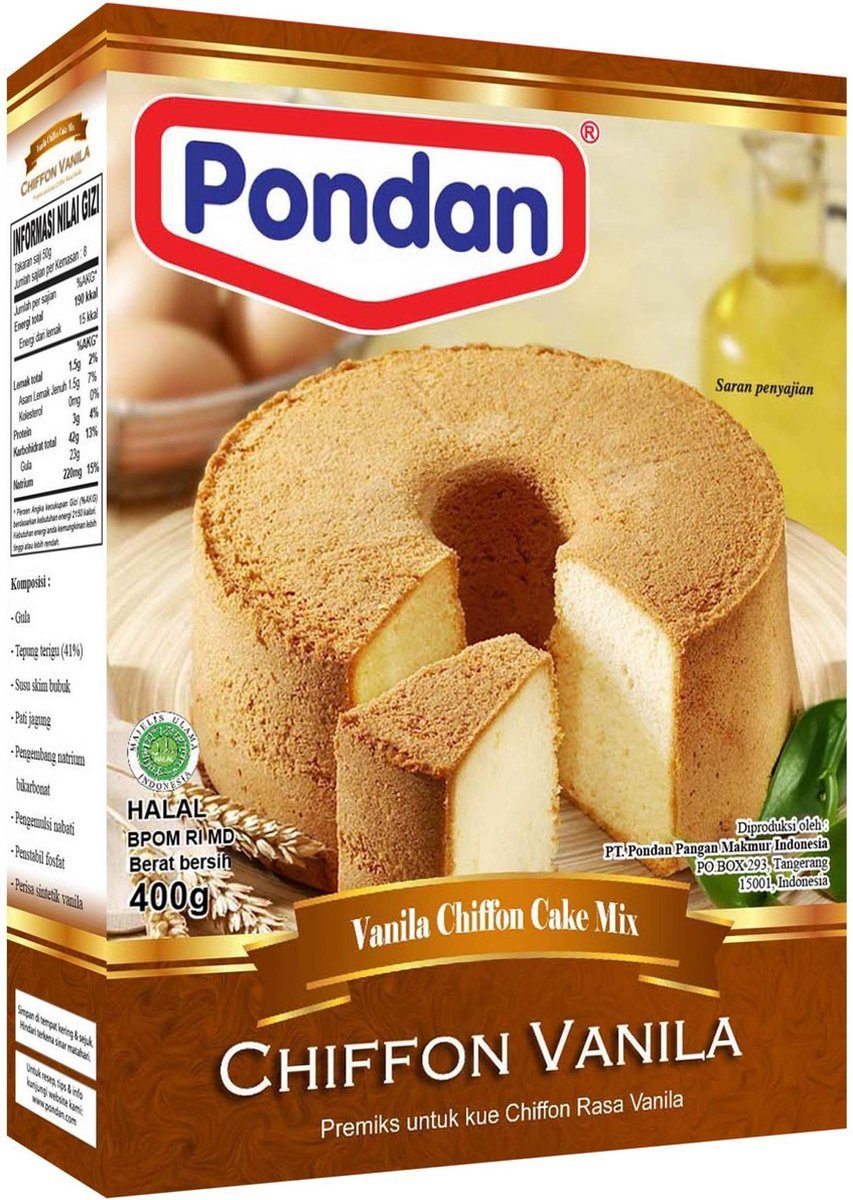 Pondan Chiffon vanila Pandan cake