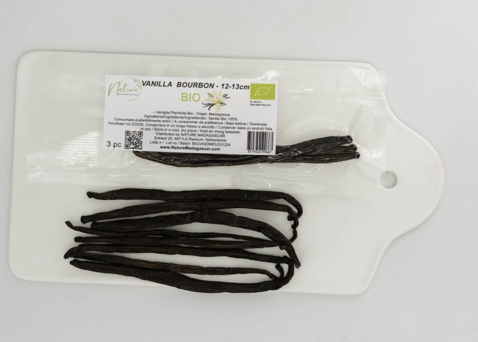 Nature Madagascar Vanillestokjes Premium Grade A Bourbon Madagaskar Biologisch 13 cm (3 stuks)