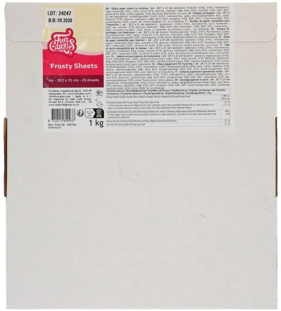 FunCakes Frosty Sheets A4 (25 stuks)