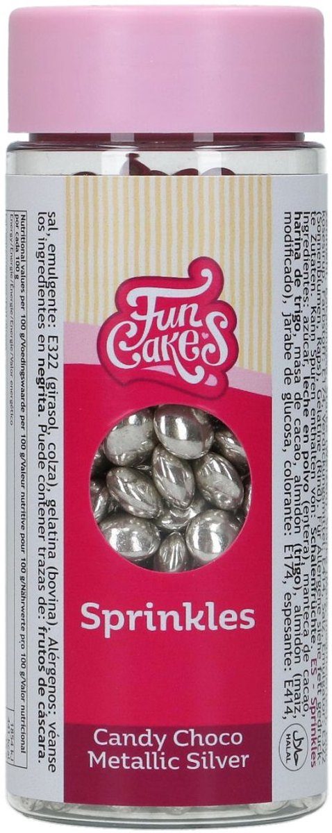FunCakes Suikerdecoraties Choco Dragees Metallic Zilver 80 g