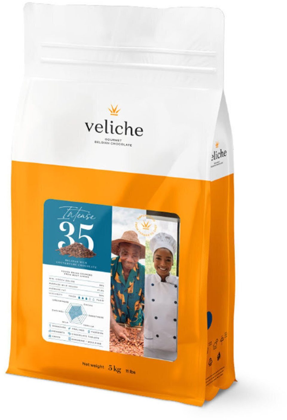 Veliche chocolade Intense 35 druppels melk 35% 5 kg