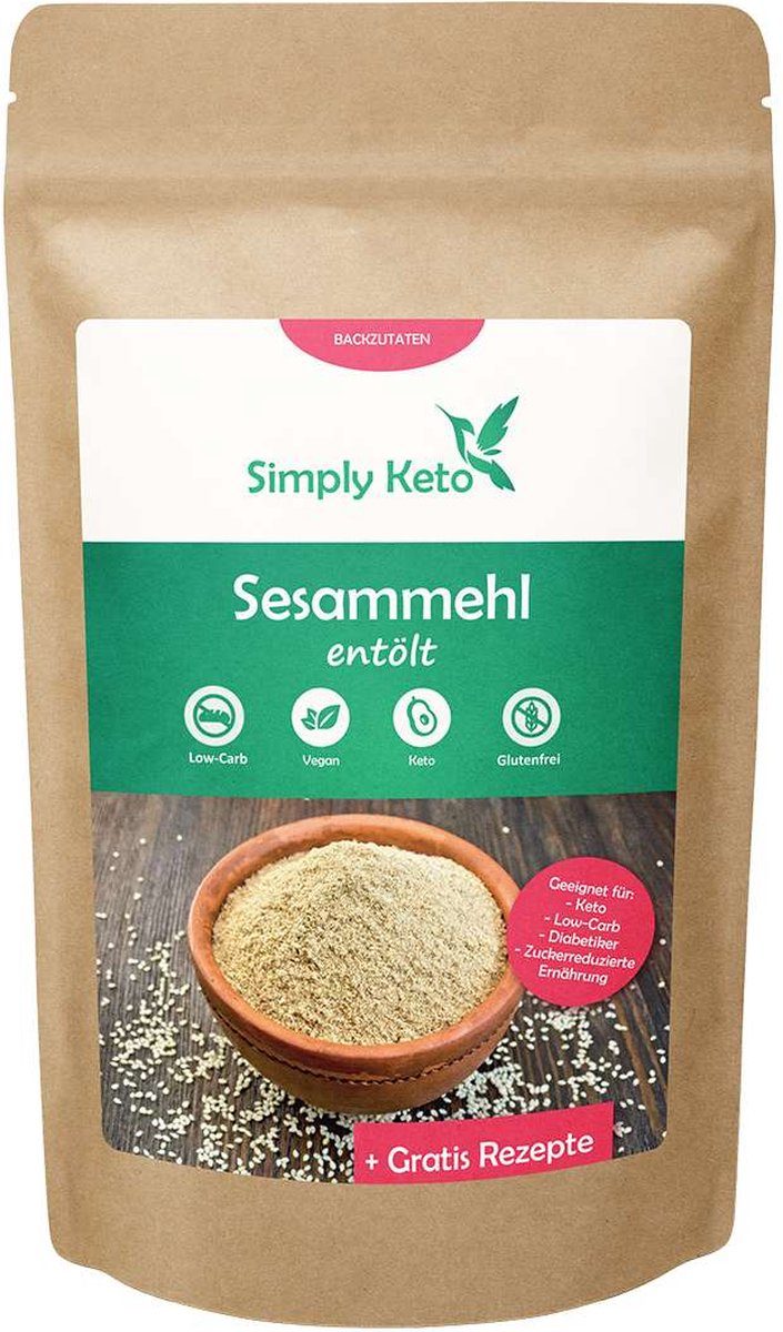 Simply Keto sesammeel ontvet koolhydraatarm glutenvrij 500 g