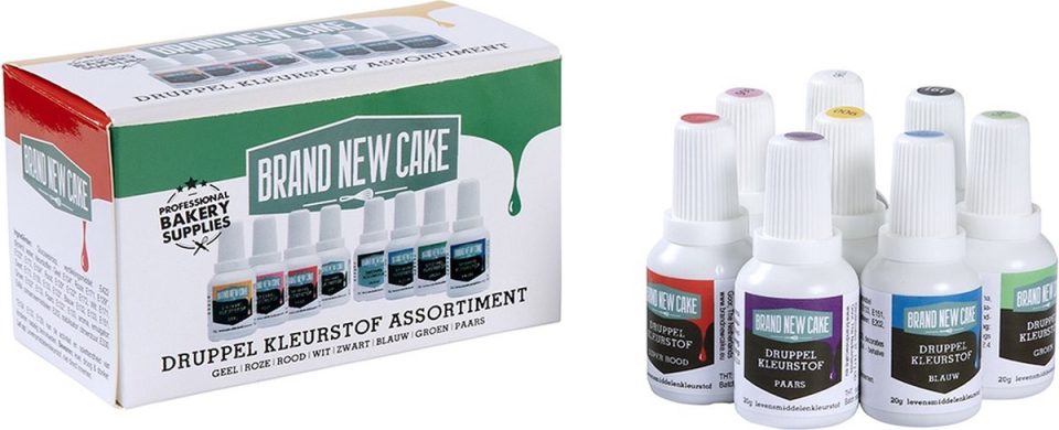 Brand New Cake kleurstof Druppel Assortiment Set van 8 20 g
