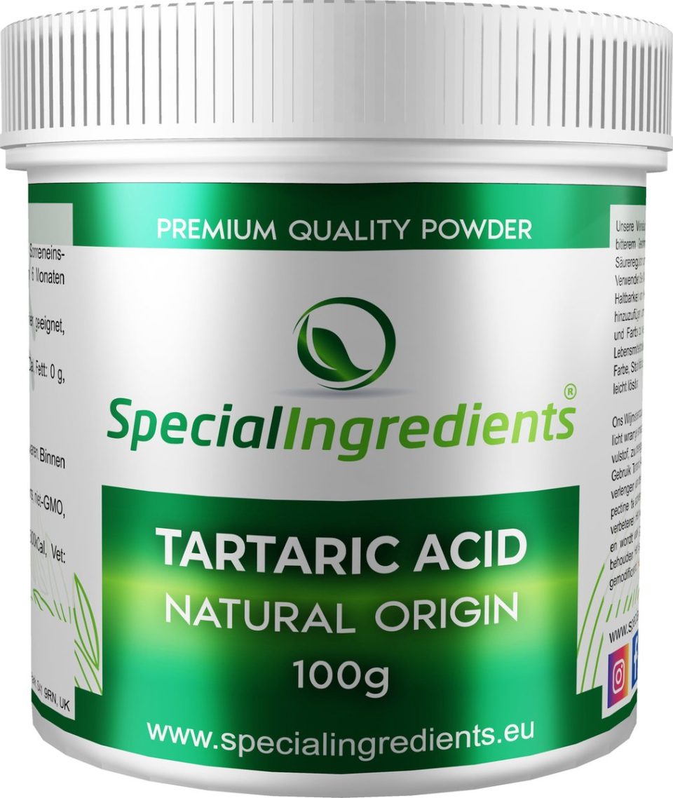 Special Ingredients Ltd. Wijnsteenzuur Tartaric Acid Zuurteregelaar & Textuurverbeteraar 100 g