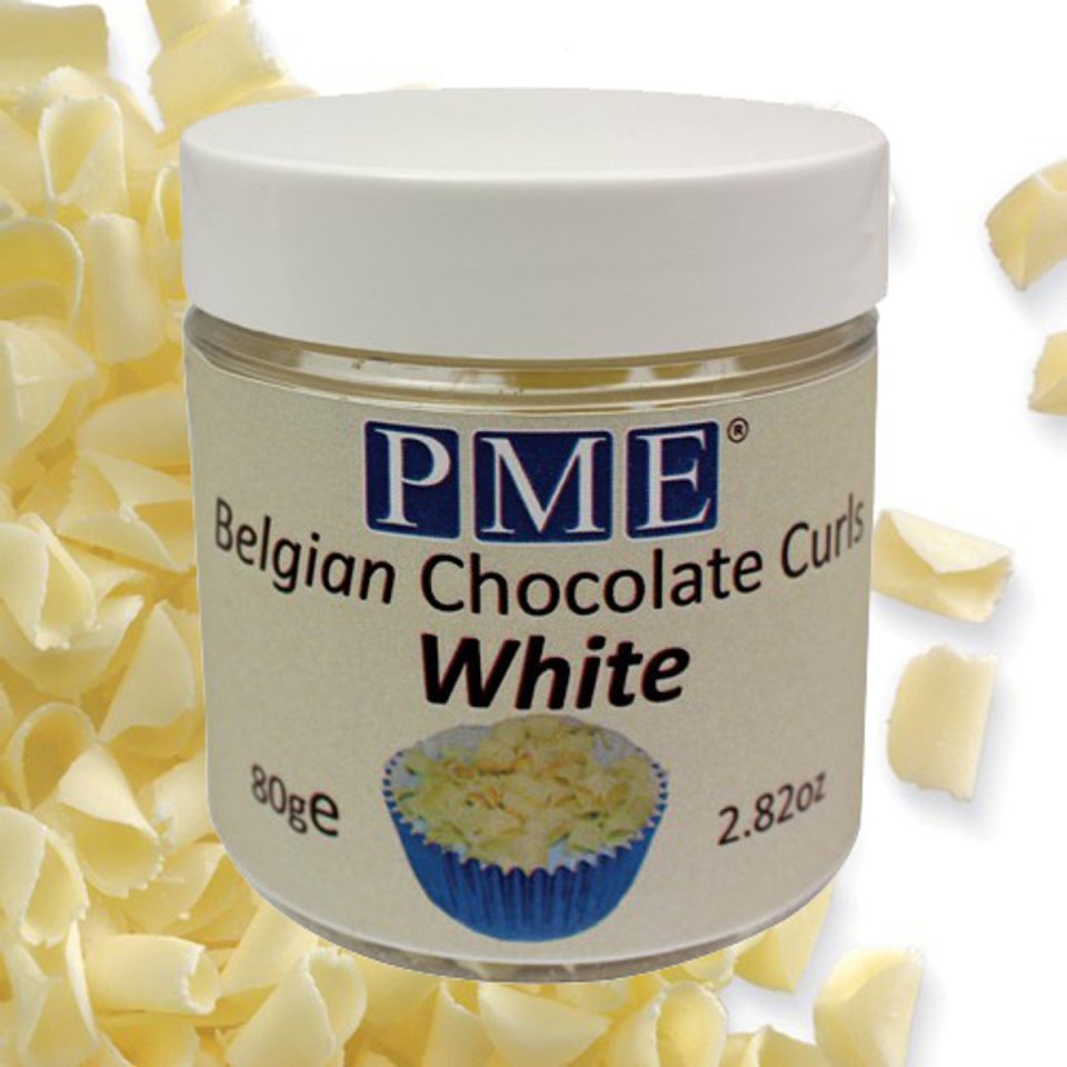 PME Belgian Chocolate Curls White 85 g
