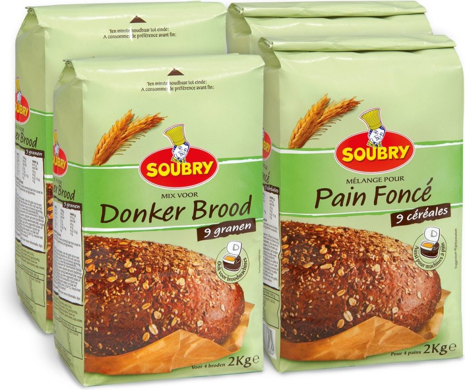 Soubry Donker brood broodbakmix 2 kg (4 stuks)