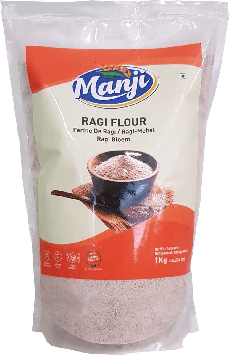 Manji Ragi Flour Vingergierst Meel 3 x 1 kg