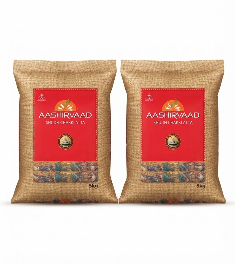 Aashirvaad Atta 100% Indiaas Volkorenmeel voor Authentieke Chapati's 2 X 5 kg