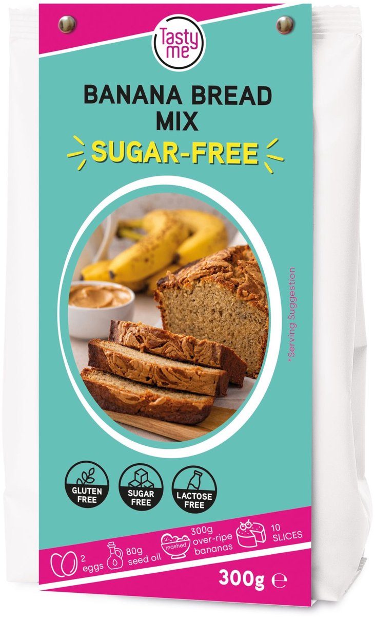 Tasty Me Suikervrij, glutenvrij en Lactosevrije Bananenbroodmix 300 g