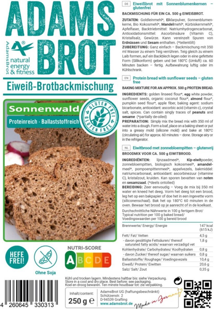 Adams Brot Broodmix Sonnenwald 250 g