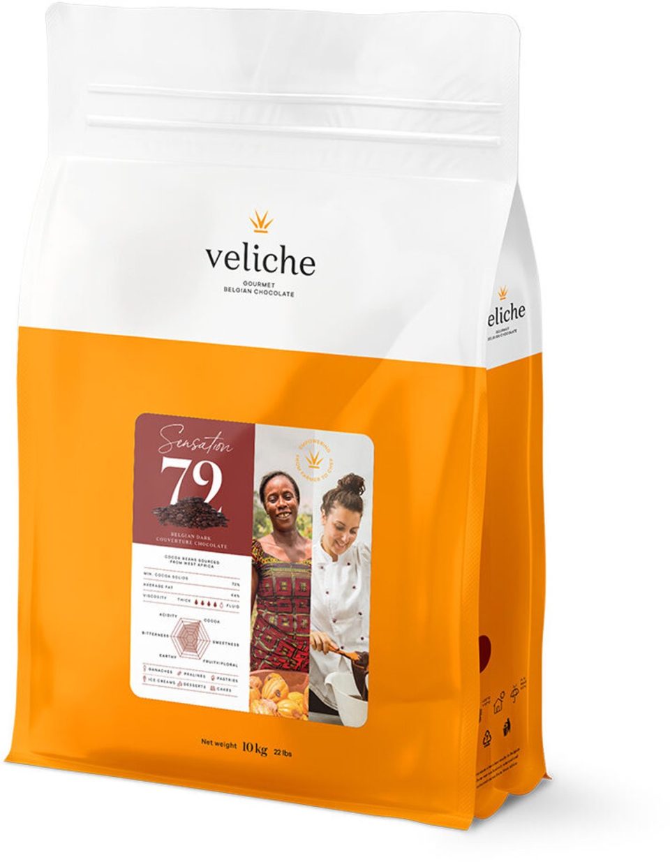 Veliche chocolade Sensation 72 Donkere 73% 10 kg