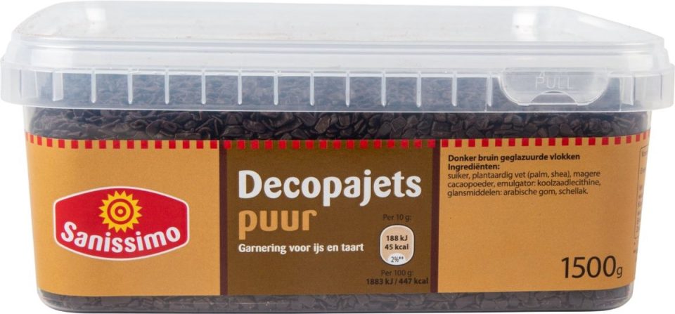 Sanissimo Deco-pajets puur garnering voor ijs en taart 1,5 kg