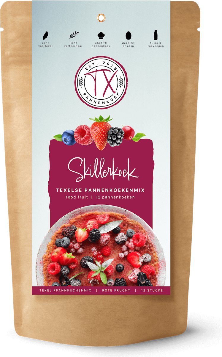 TX Pannenkoek - Skillerkoek TX Pannenkoek -Skillerkoek Texelse pannenkoekenmix Rood 225 g