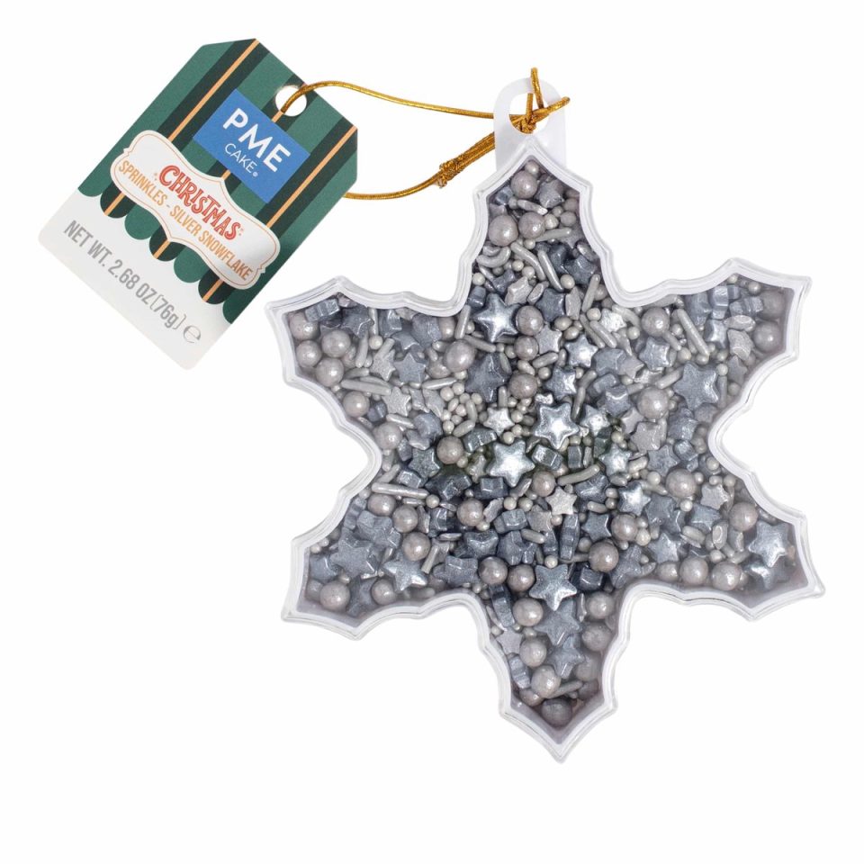 PME Christmas Sprinkles Silver Snowflakes 90 g