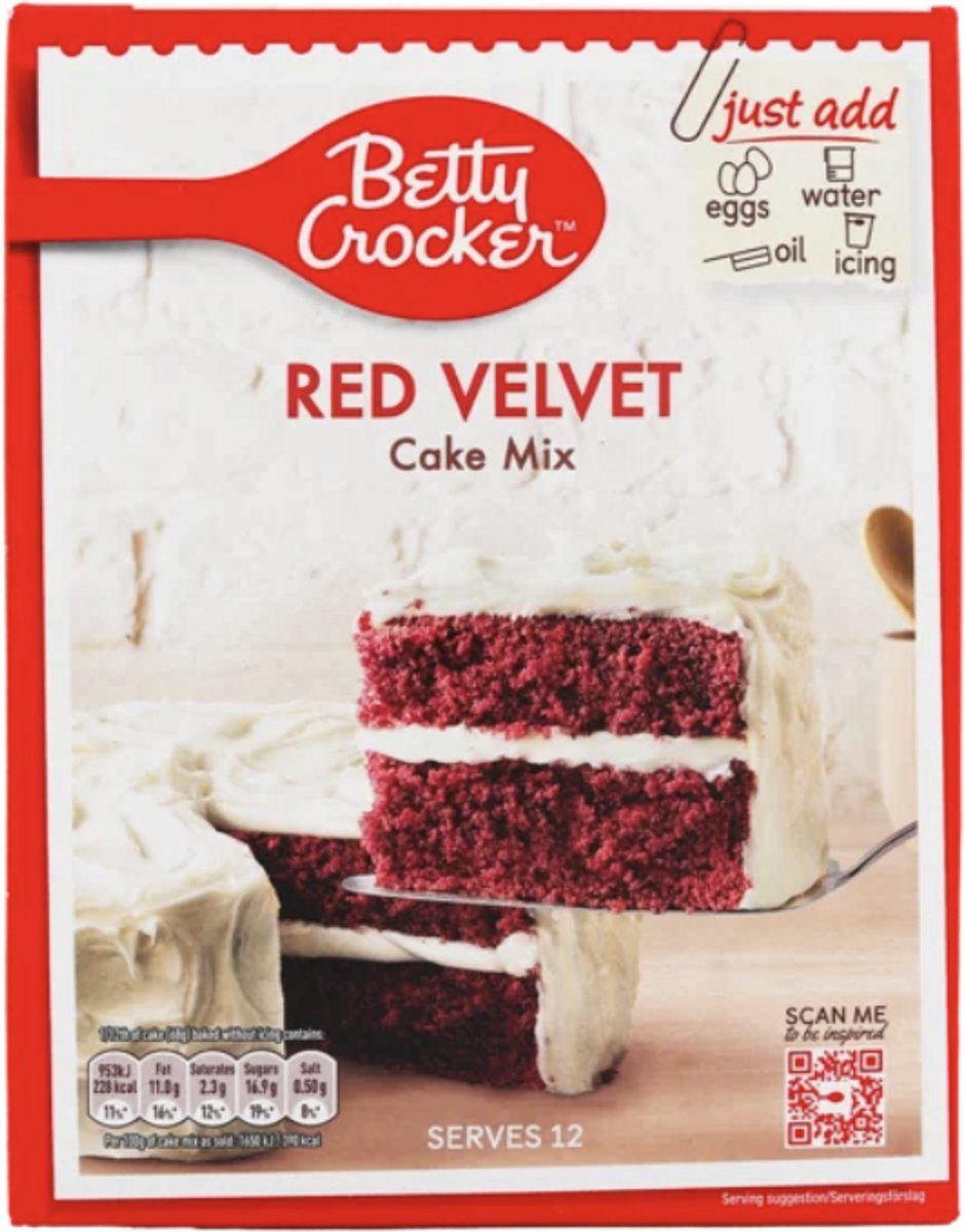 Betty Crocker bakmix Red Velvet Cake Mix Amerikaanse Red Velvet 425 g