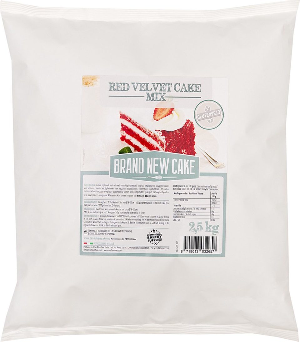 Brand New Cake bakmix Red Velvet Cake-mix Glutenvrij 2,5 kg