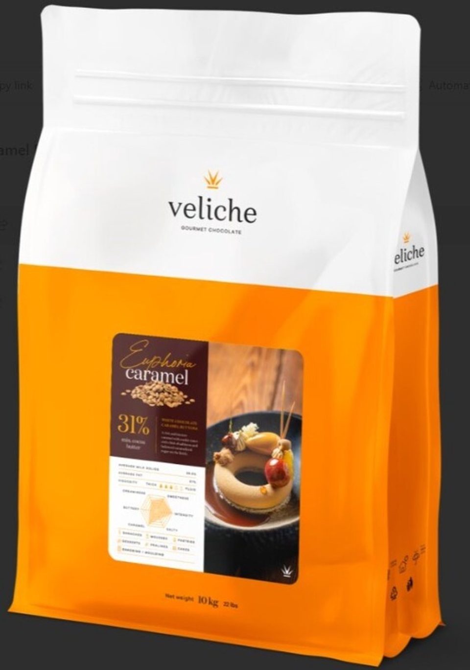 Veliche chocolade Euphoria Caramel druppels 31% 10 kg