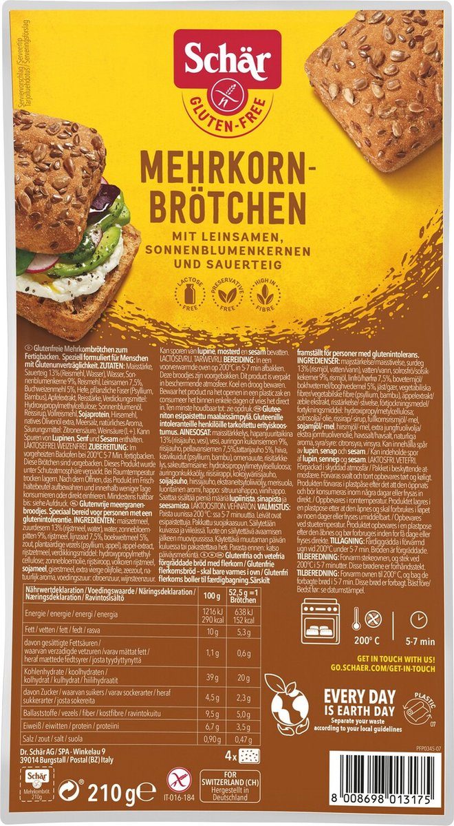 Dr. Schär Schar Meergranenbroodjes glutenvrij 210 g