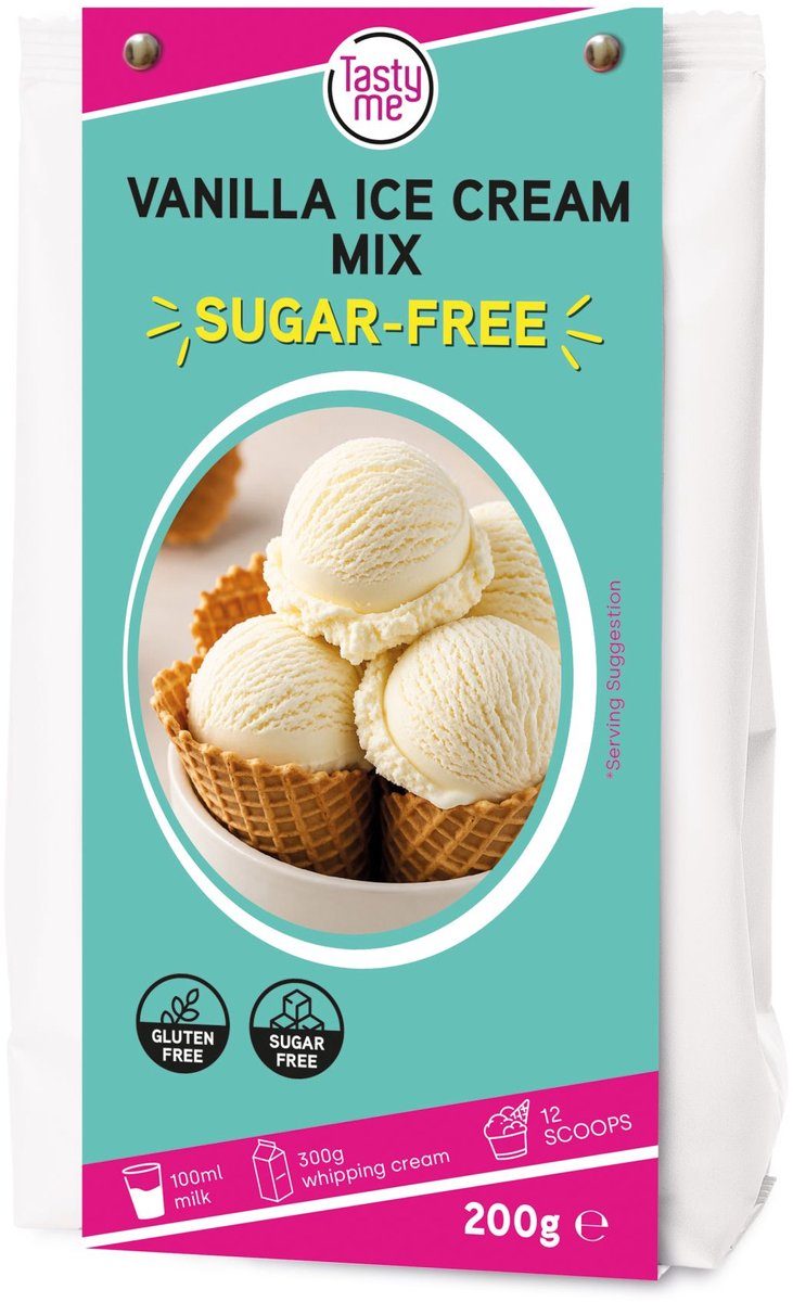 Tasty Me suikervrij en glutenvrij vanilla ijs cream mix 200 g