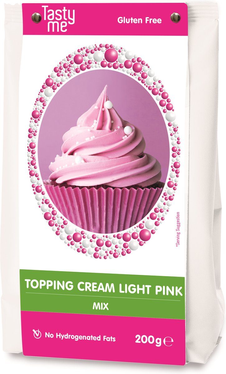 Tasty Me Topping crème licht roze mix glutenvrij 200 g