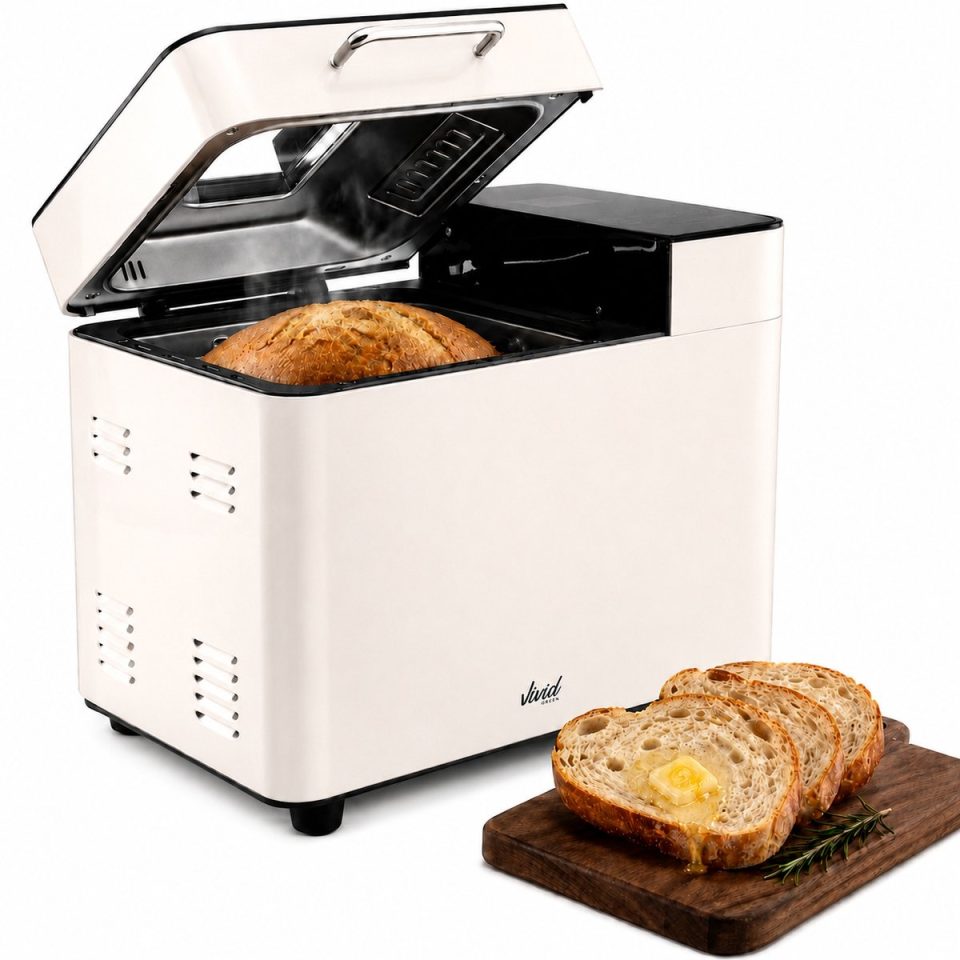 Vivid Green broodbakmachine Warmhoudfunctie & Timer 600W Creme 1000 g