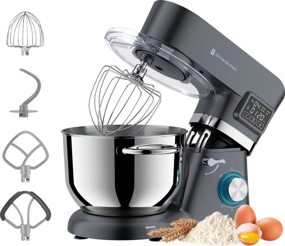 KitchenBrothers keukenmachine Keukenrobot 1400W Antraciet 6,2 l