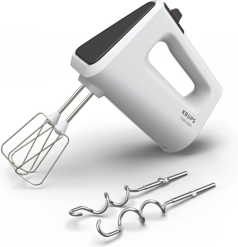 Krups handmixer GN400111 met Gardes en Kneedhaken 450W Wit
