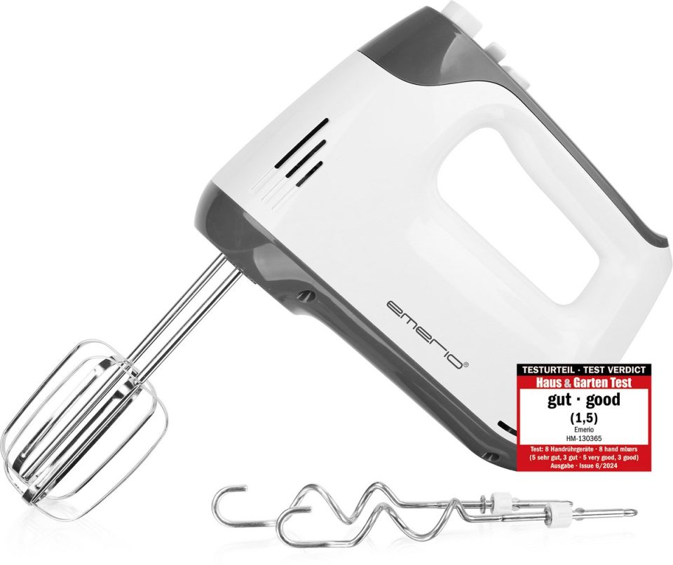 Emerio handmixer 400W Mixer met Turbofunctie Wit Grijs