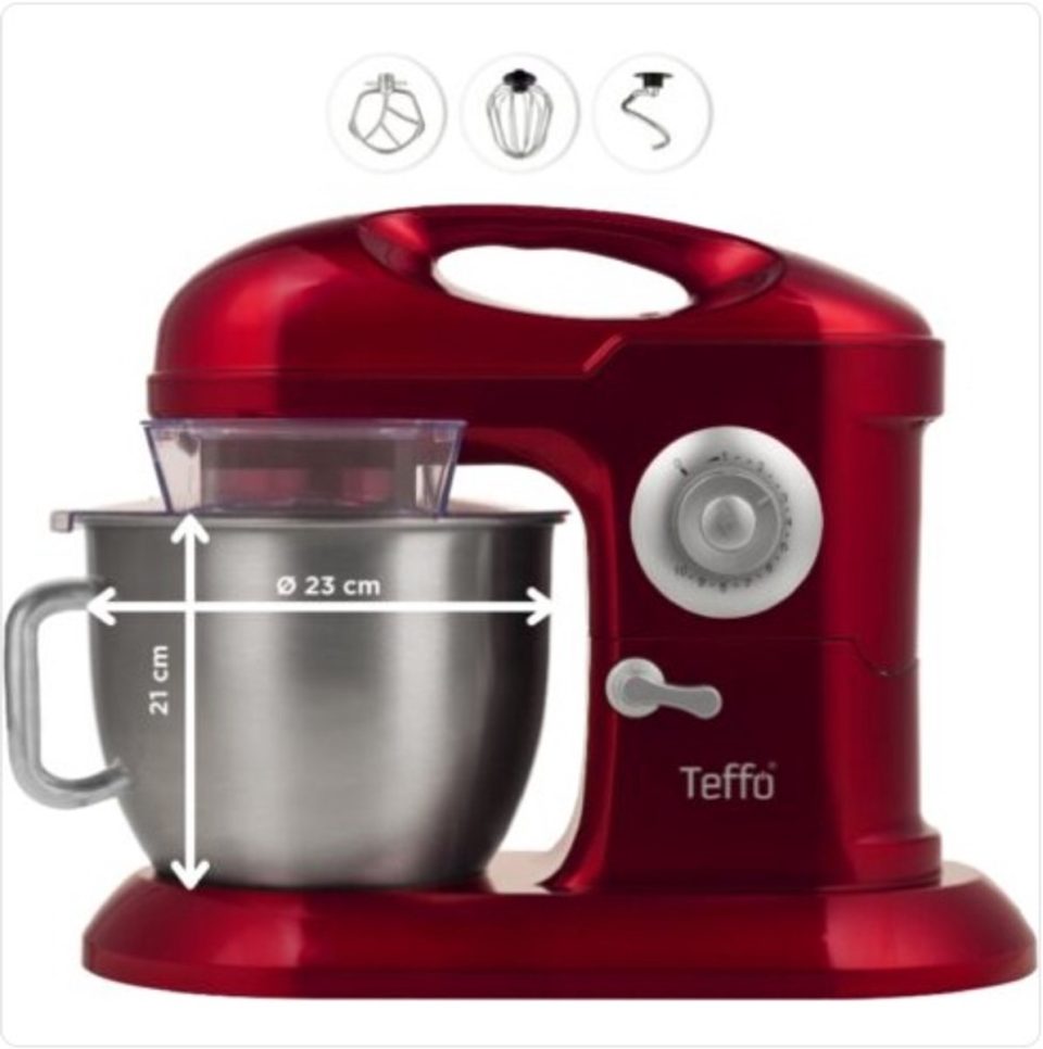 Teffo stand mixer rood 1200 watt 7 l