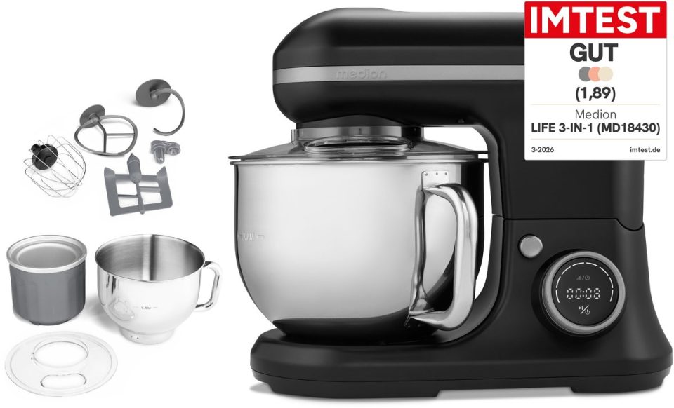 Medion keukenmachine 3-in-1 met mixer Zwart 1200 W