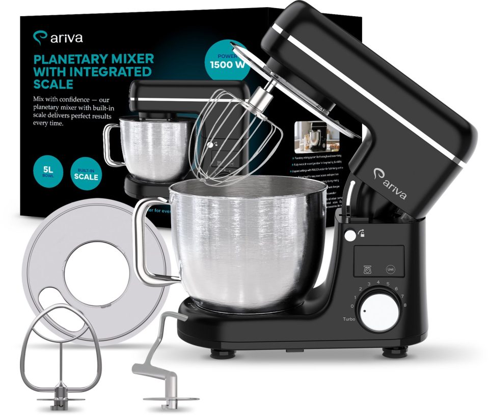 Ariva -keukenmixer-keukenmachine-digitaal-1800w maximaal-Met ingebouwde