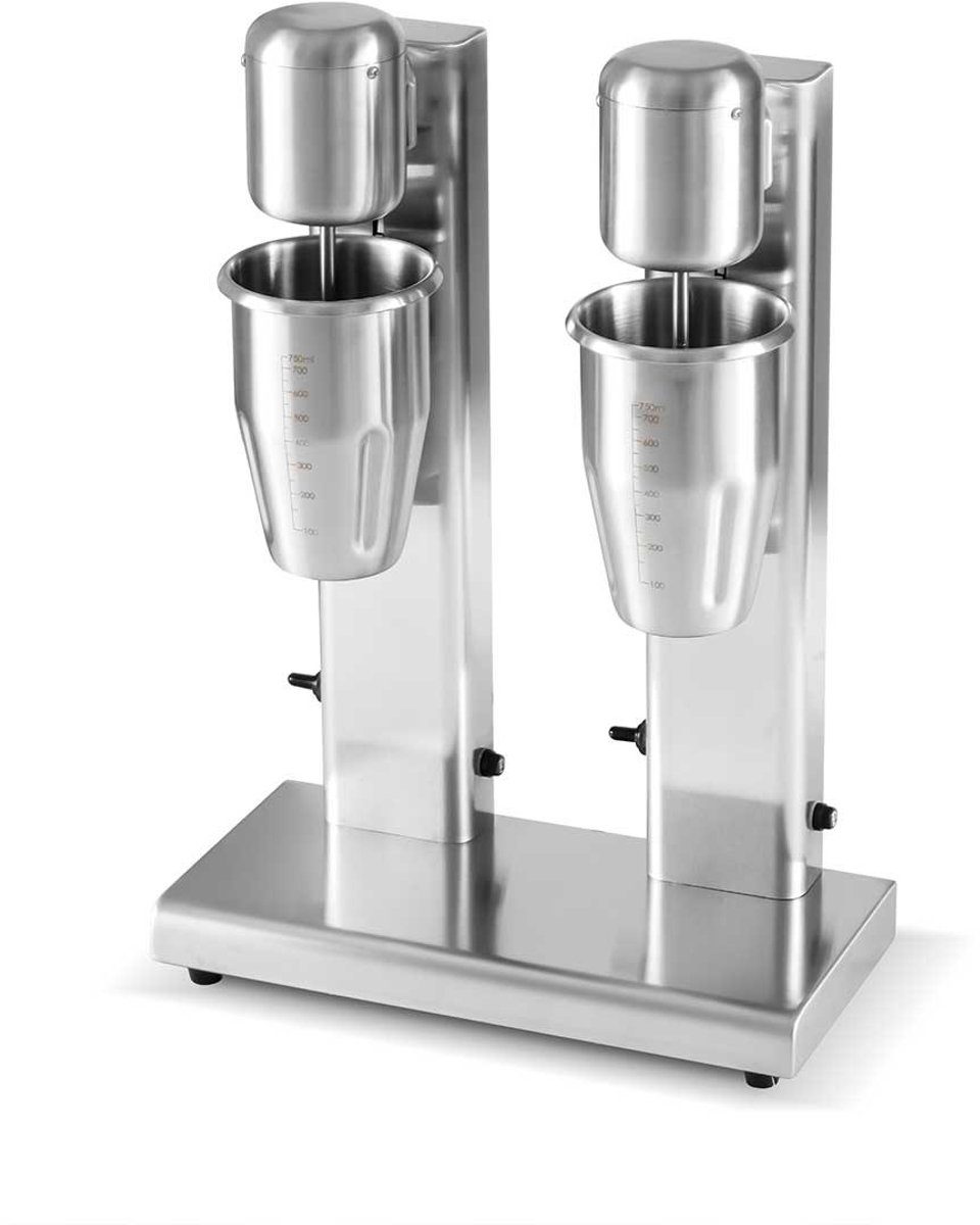 HCB ® Professionele Horeca Milkshakemixer dubbel 2 x RVS / inox Milkshakemaker 17x35x52 cm (DxBxH) 9870 750 ml 6 kg