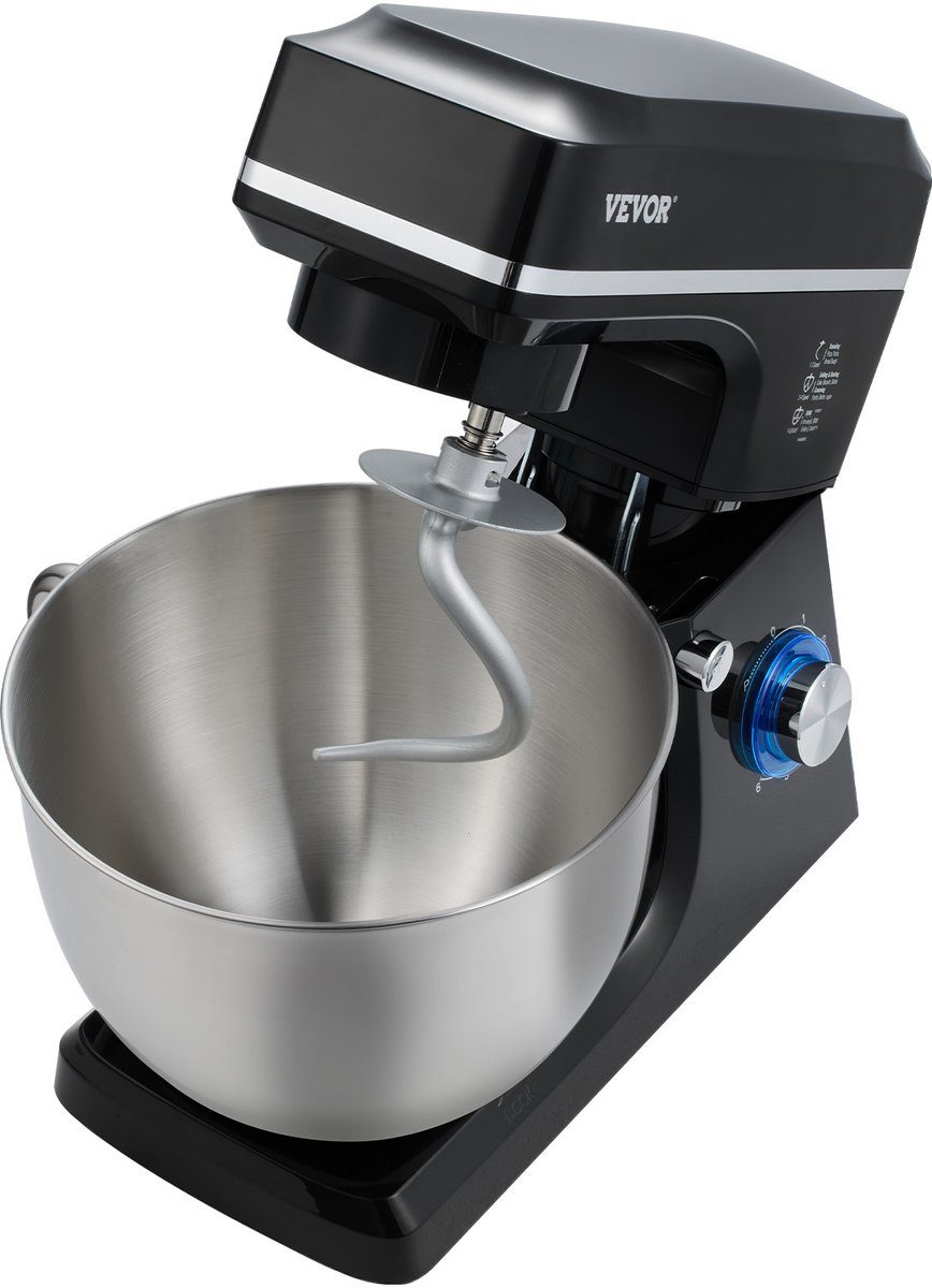 Vevor keukenmachine Elektrische Deegmixer 1400W Zwart Standmixer 7,84 l