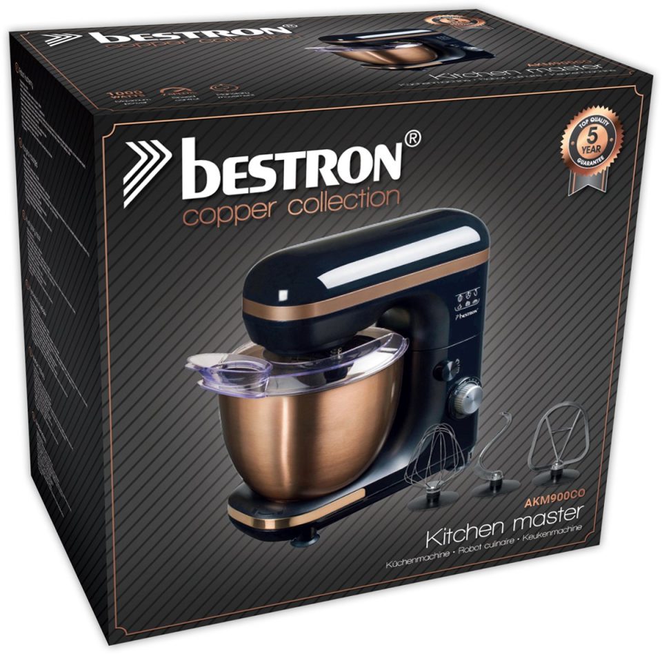 Bestron keukenmachine 4-in-1 7 Snelheidsstanden 1000W koper 2,5 l