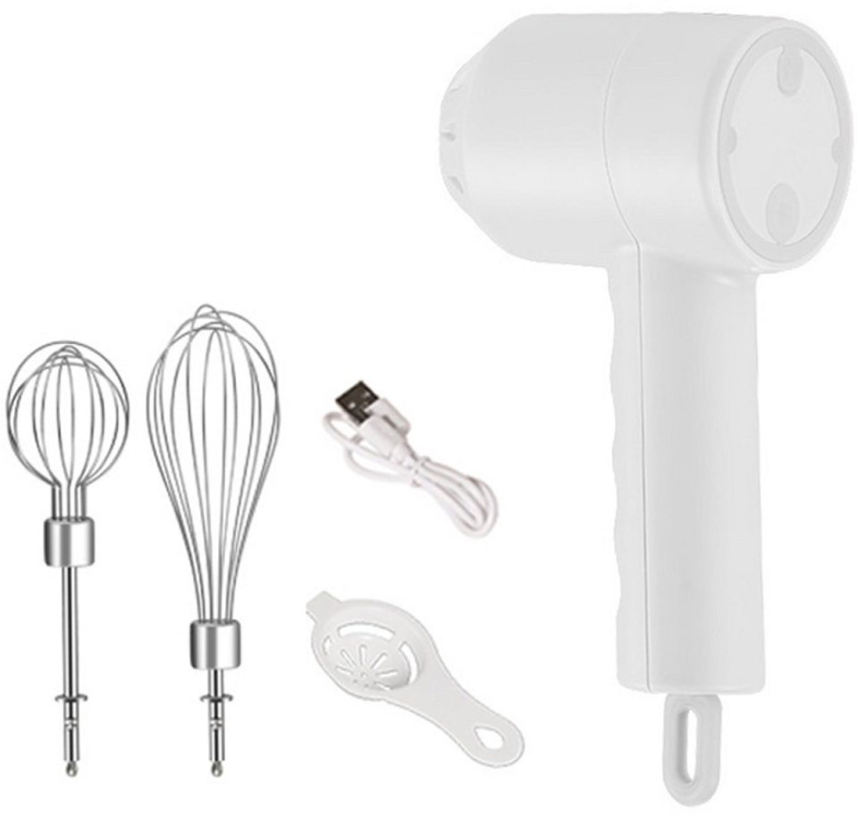 oneay handmixer Draagbare, draadloze elektrische met 3 instelbare snelheden Wit